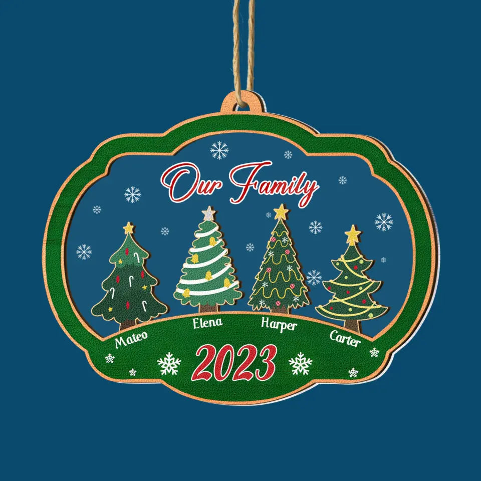 Our Family Christmas Tree - Personalized Custom Layer Mix Ornament - Christmas Gift For Family, Family Members