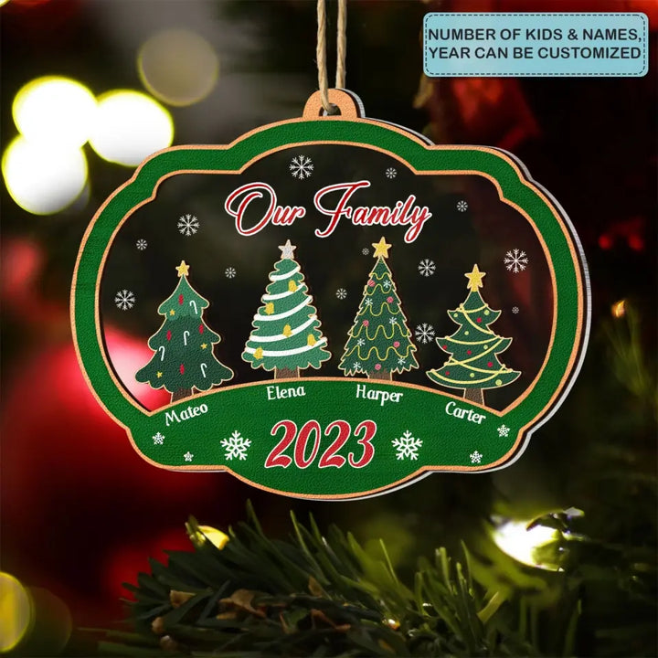 Our Family Christmas Tree - Personalized Custom Layer Mix Ornament - Christmas Gift For Family, Family Members