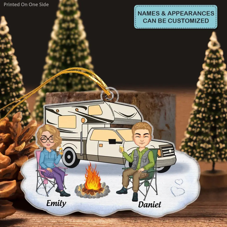 Couple Camping - Personalized Custom Mica Ornament - Christmas Gift For Couple, Camper, Camping Lovers CLA0PD014