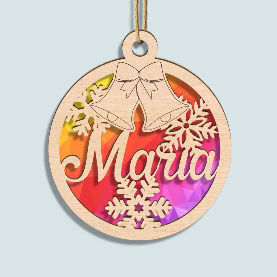 Christmas Name Tag - Personalized Custom Suncatcher Layer Mix Ornament - Christmas Gift For Family, Family Members