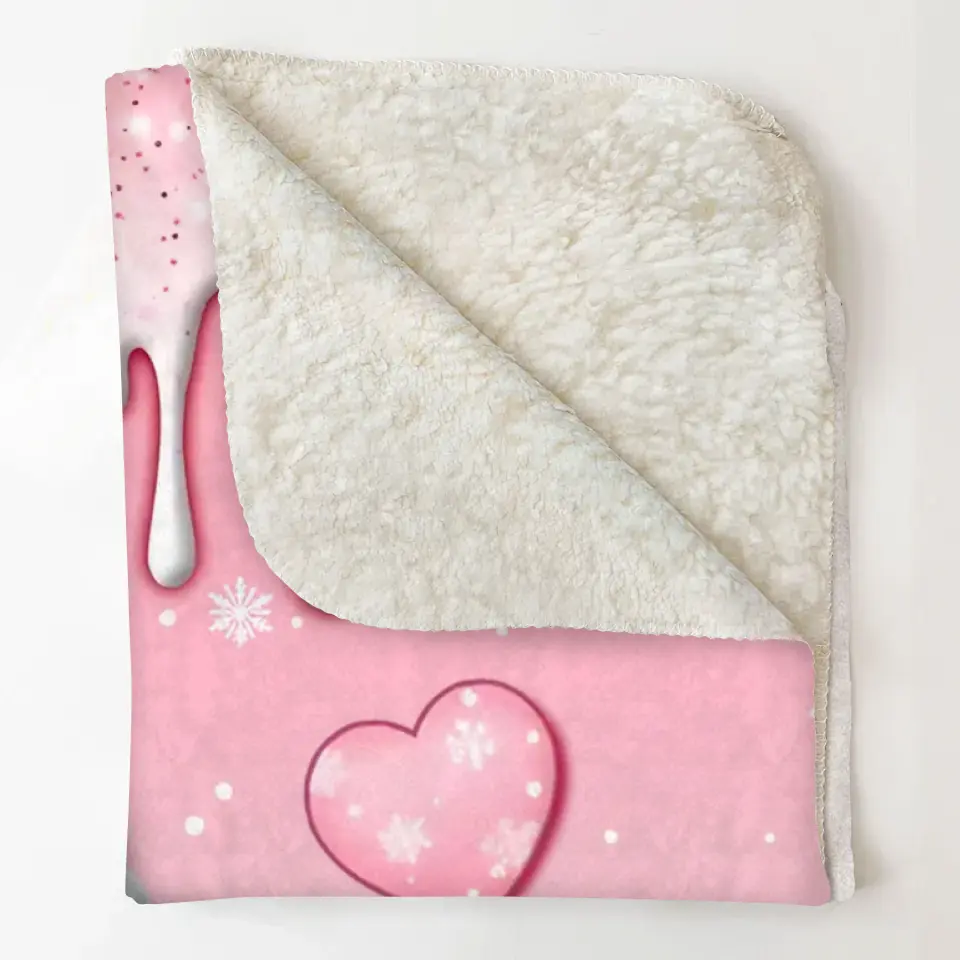 Sweet Pinky Snowman Grandma Mom Heart Kids - Personalized Custom Blanket - Mother's Day, Christmas Gift For Grandma, Mom, Family Members
