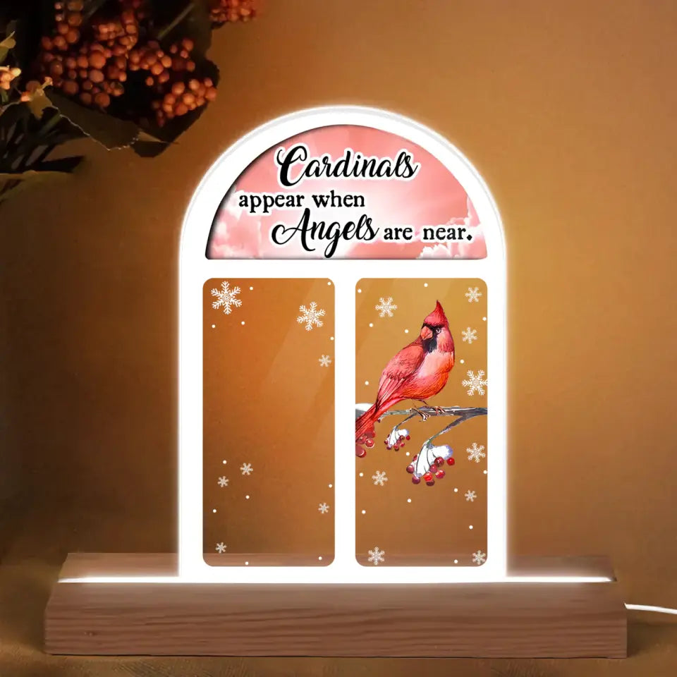 Cardinals Appear When Angel Are Near - Personalized Custom 3D LED Light Wooden Base - Memorial Gift For Mom, Dad, Family Members