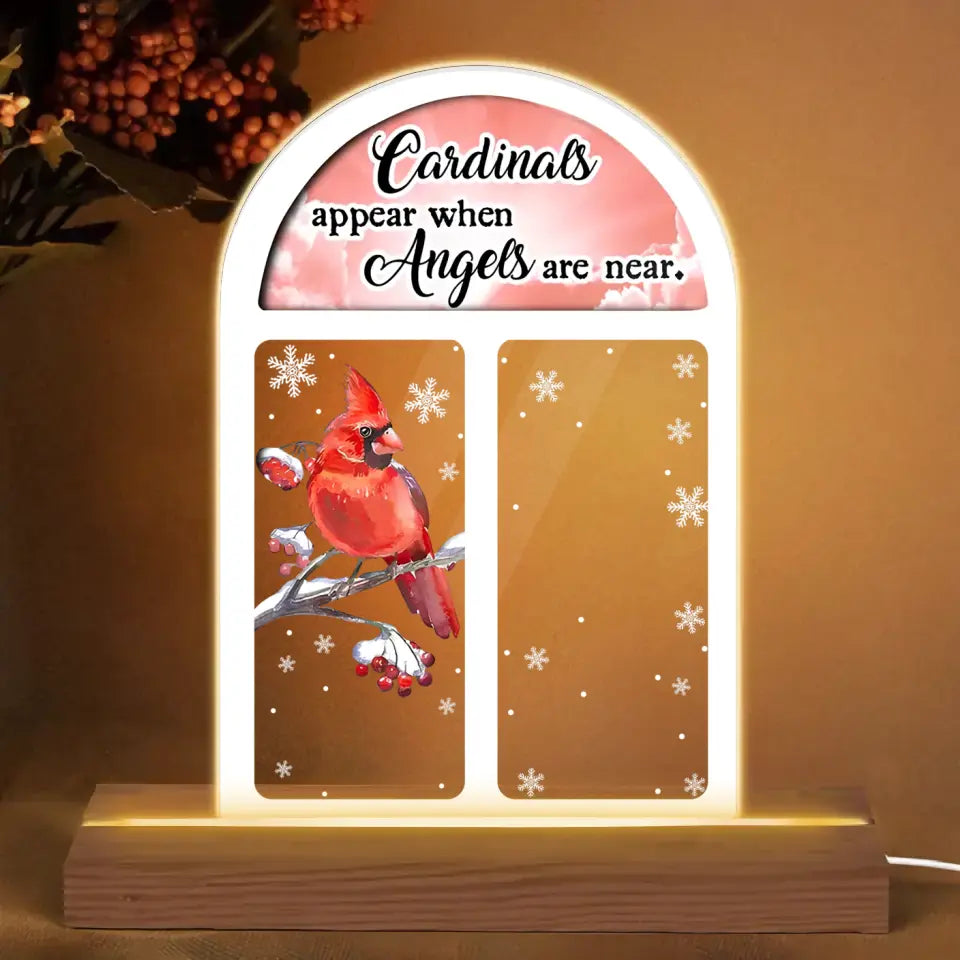 Cardinals Appear When Angel Are Near - Personalized Custom 3D LED Light Wooden Base - Memorial Gift For Mom, Dad, Family Members