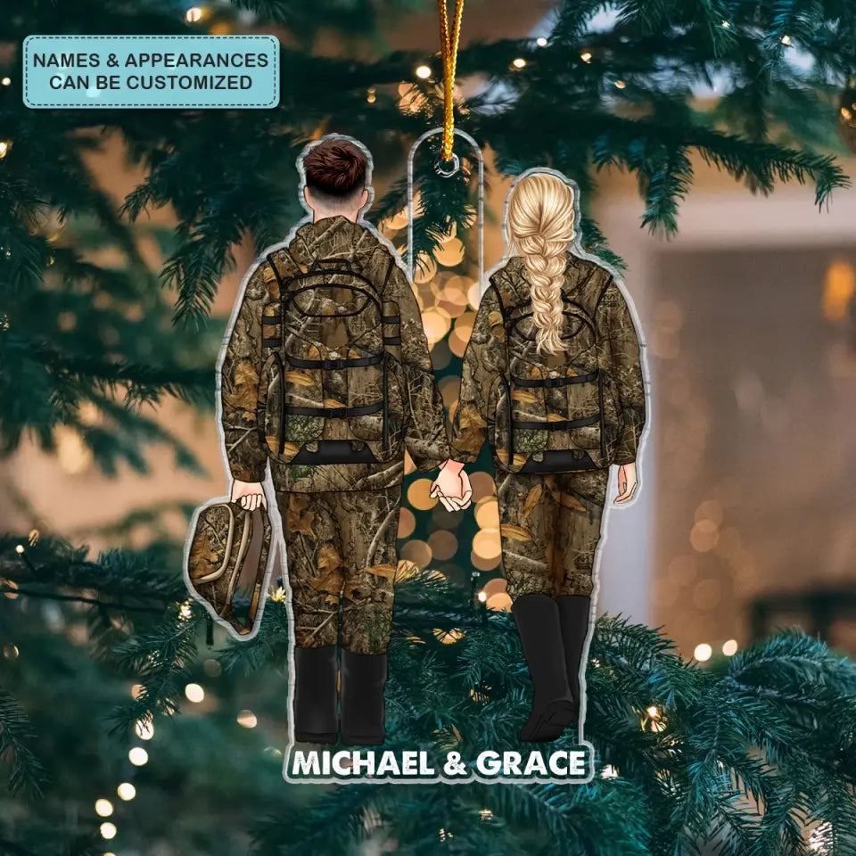 Hunting Couple - Personalized Custom Mica Ornament - Christmas Gift For Couple, Husband, Wife, Family Members CLA0HD019