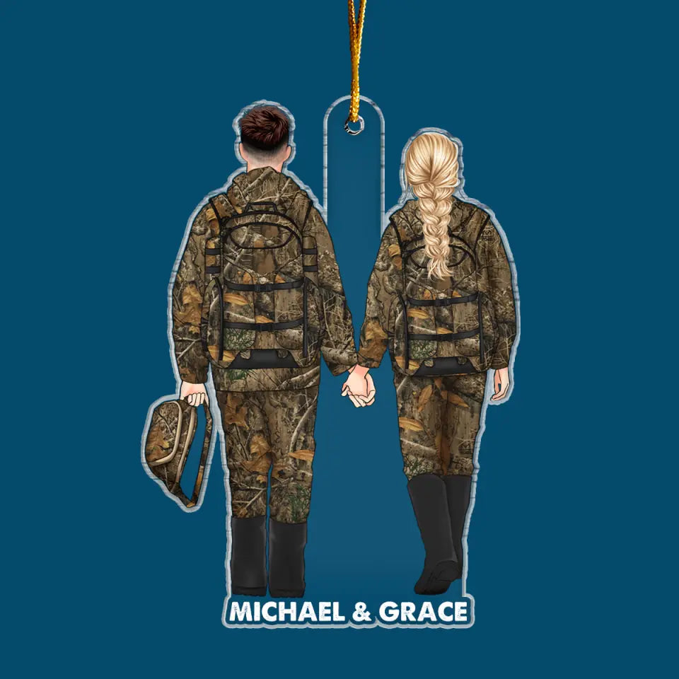 Hunting Couple - Personalized Custom Mica Ornament - Christmas Gift For Couple, Husband, Wife, Family Members CLA0HD019