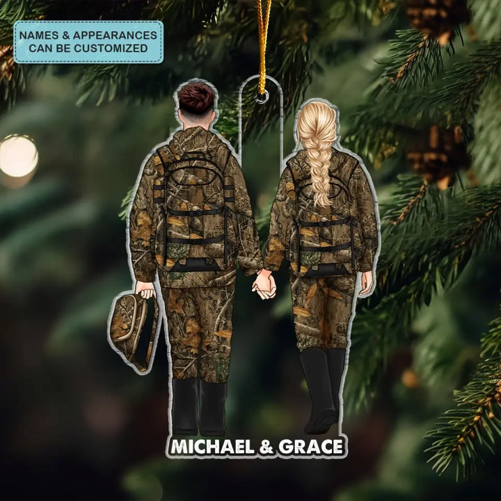 Hunting Couple - Personalized Custom Mica Ornament - Christmas Gift For Couple, Husband, Wife, Family Members CLA0HD019