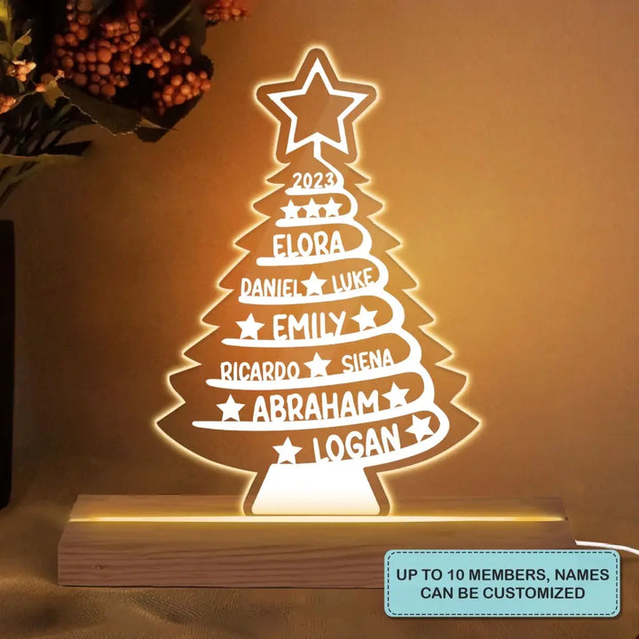 Family Tree Name - Personalized Custom 3D LED Light - Christmas Gift For Family, Family Members