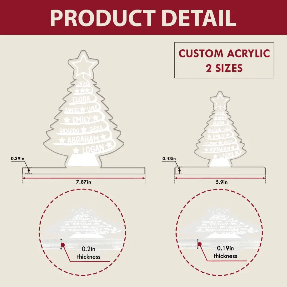 Family Tree Name - Personalized Custom 3D LED Light - Christmas Gift For Family, Family Members