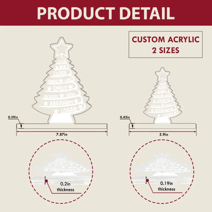 Family Tree Name - Personalized Custom 3D LED Light - Christmas Gift For Family, Family Members