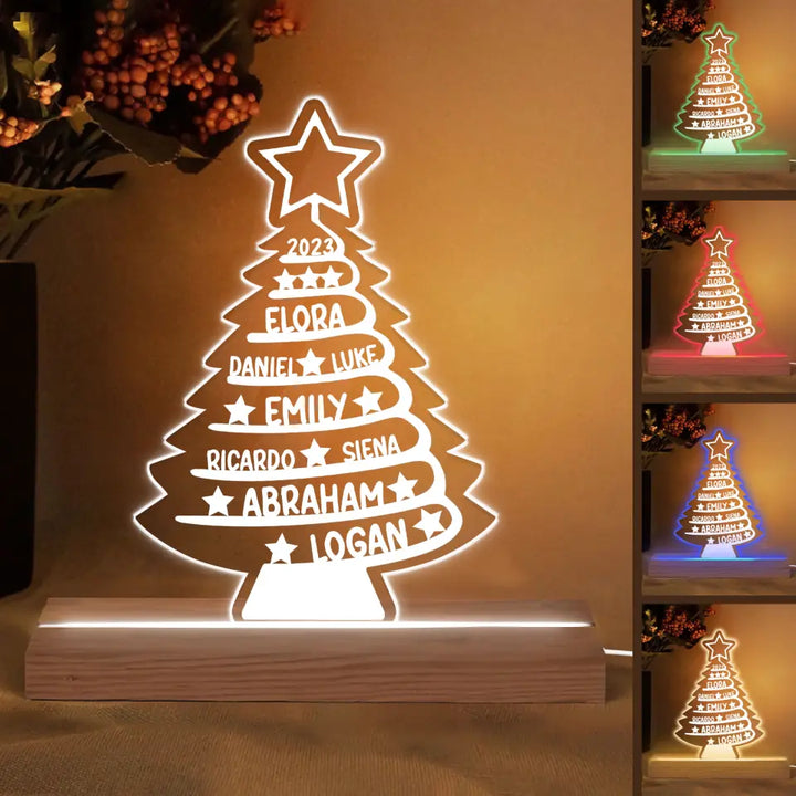 Family Tree Name - Personalized Custom 3D LED Light - Christmas Gift For Family, Family Members