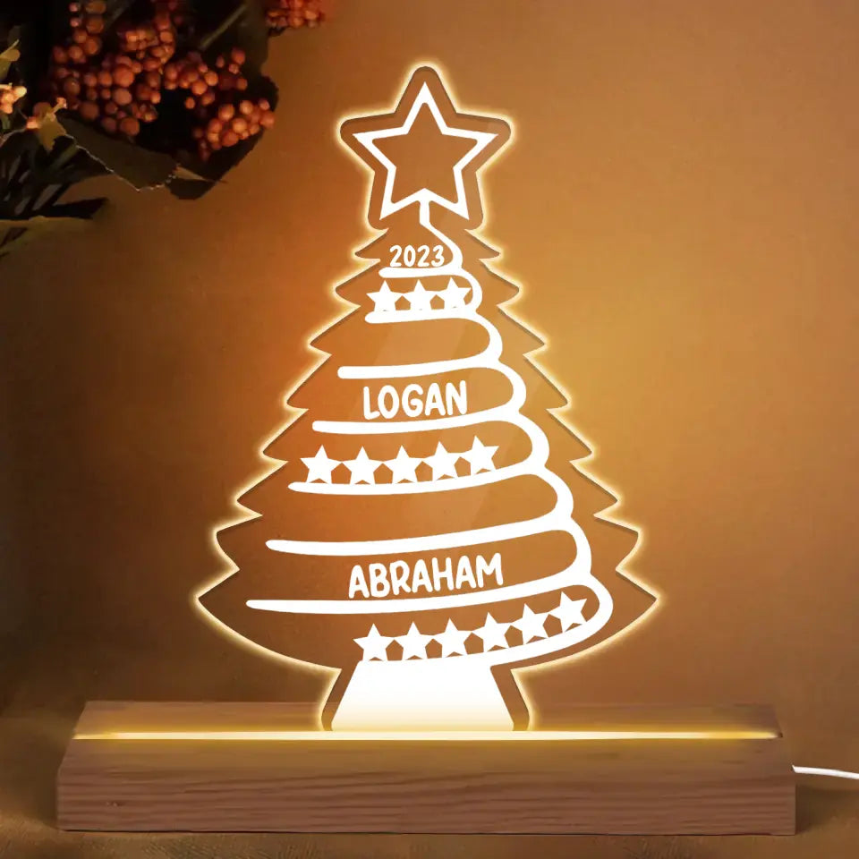 Family Tree Name - Personalized Custom 3D LED Light - Christmas Gift For Family, Family Members