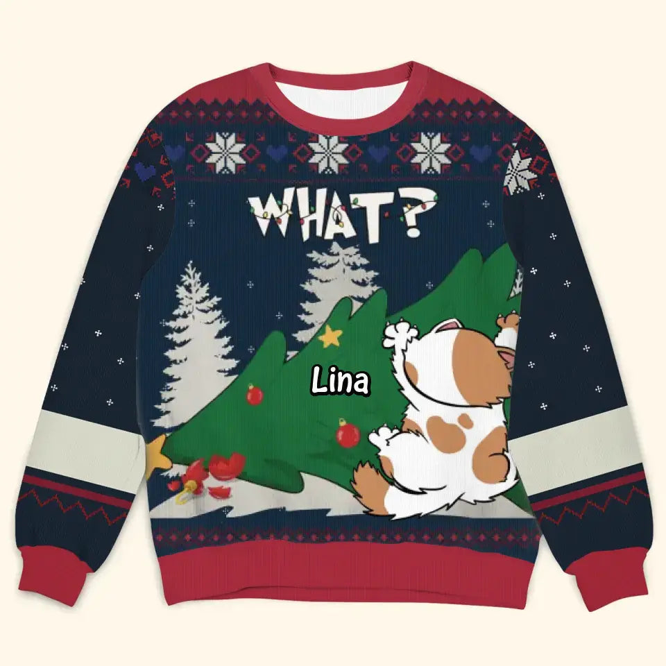Naughty Cat - Personalized Custom Ugly Sweater - Christmas Gift For Cat Lovers, Cat Owners, Cat Mom, Cat Dad