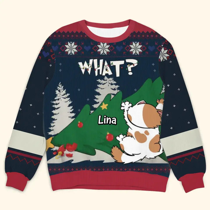 Naughty Cat - Personalized Custom Ugly Sweater - Christmas Gift For Cat Lovers, Cat Owners, Cat Mom, Cat Dad