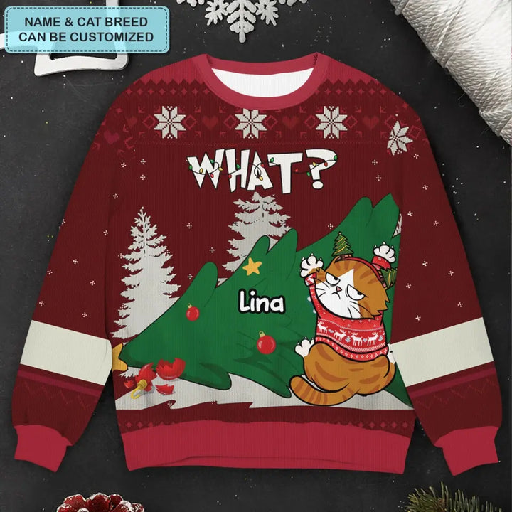 Naughty Cat - Personalized Custom Ugly Sweater - Christmas Gift For Cat Lovers, Cat Owners, Cat Mom, Cat Dad