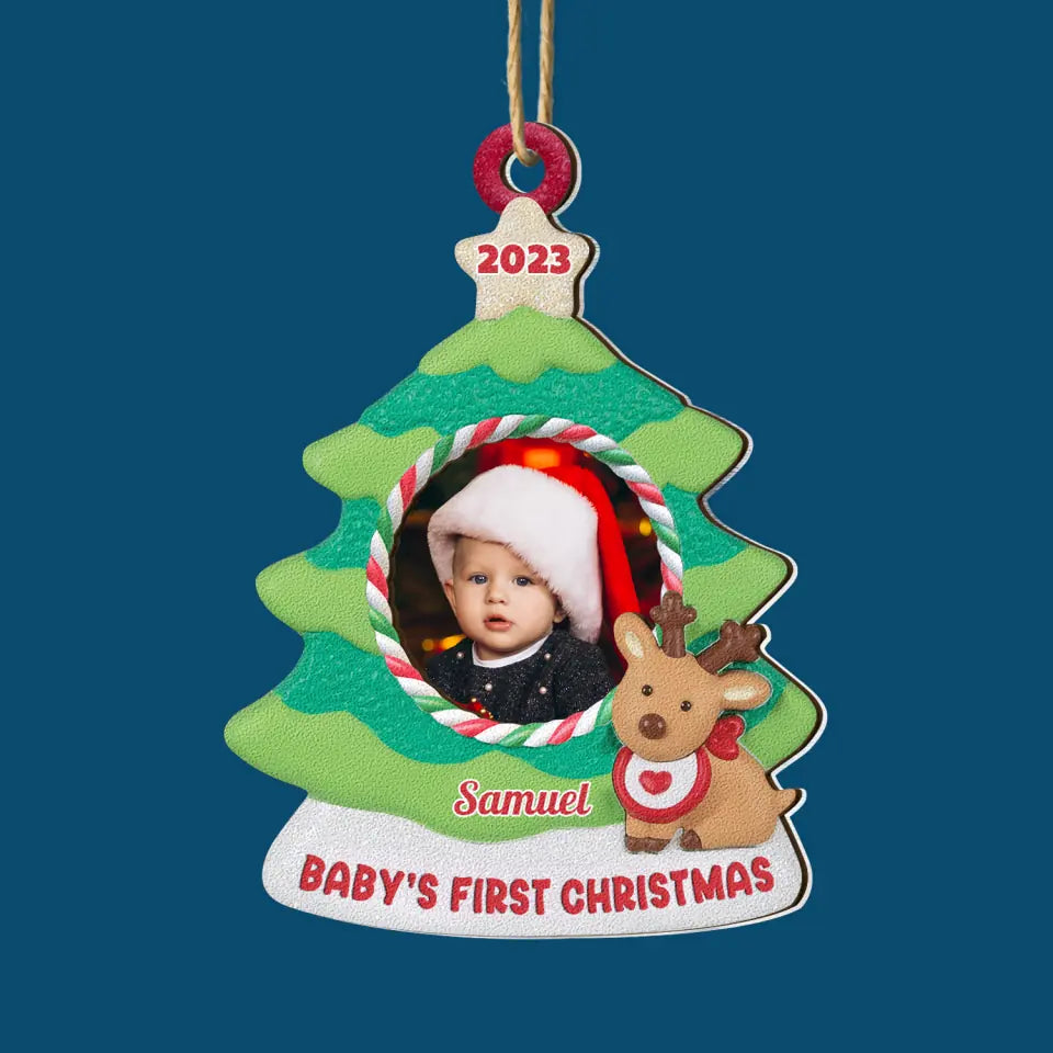 Baby's First Christmas - Personalized Custom 2-Layer Mix Ornament - Christmas Gift For Baby, Family Members