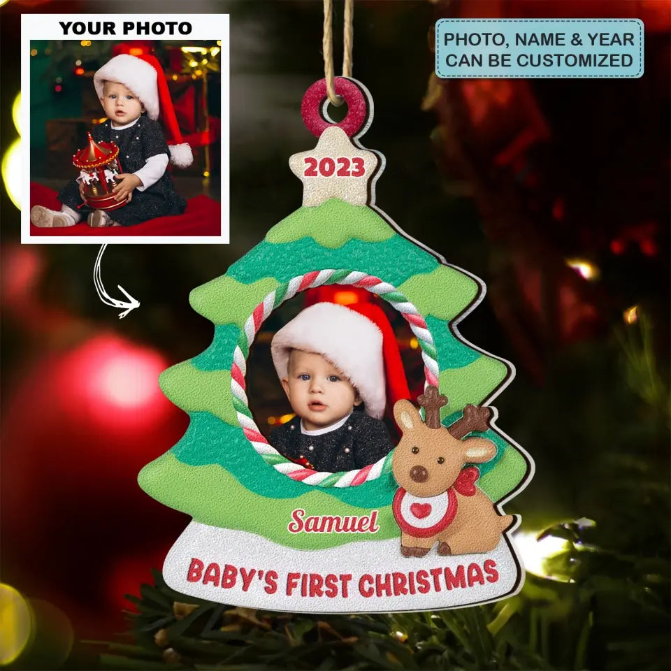 Baby's First Christmas - Personalized Custom 2-Layer Mix Ornament - Christmas Gift For Baby, Family Members