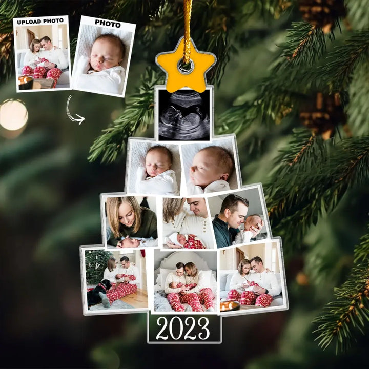 Baby's First Christmas 2023 - Personalized Custom Photo Mica Ornament