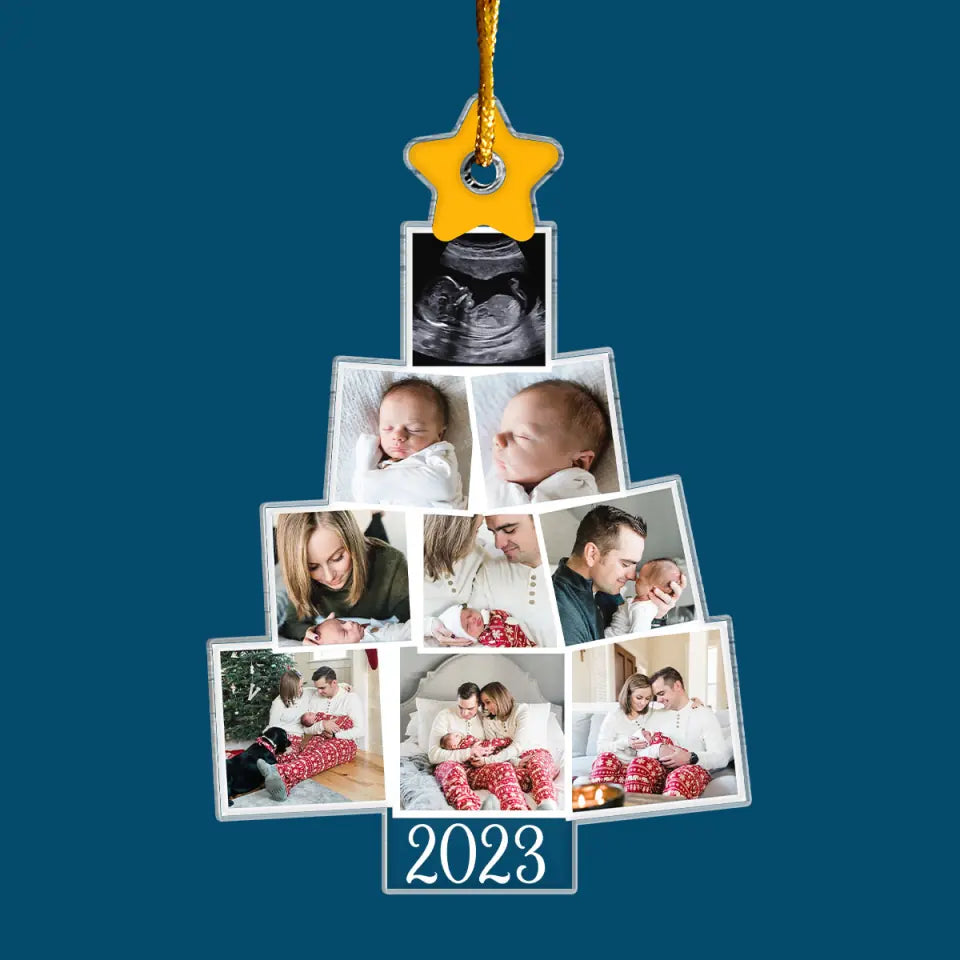 Baby's First Christmas 2023 - Personalized Custom Photo Mica Ornament