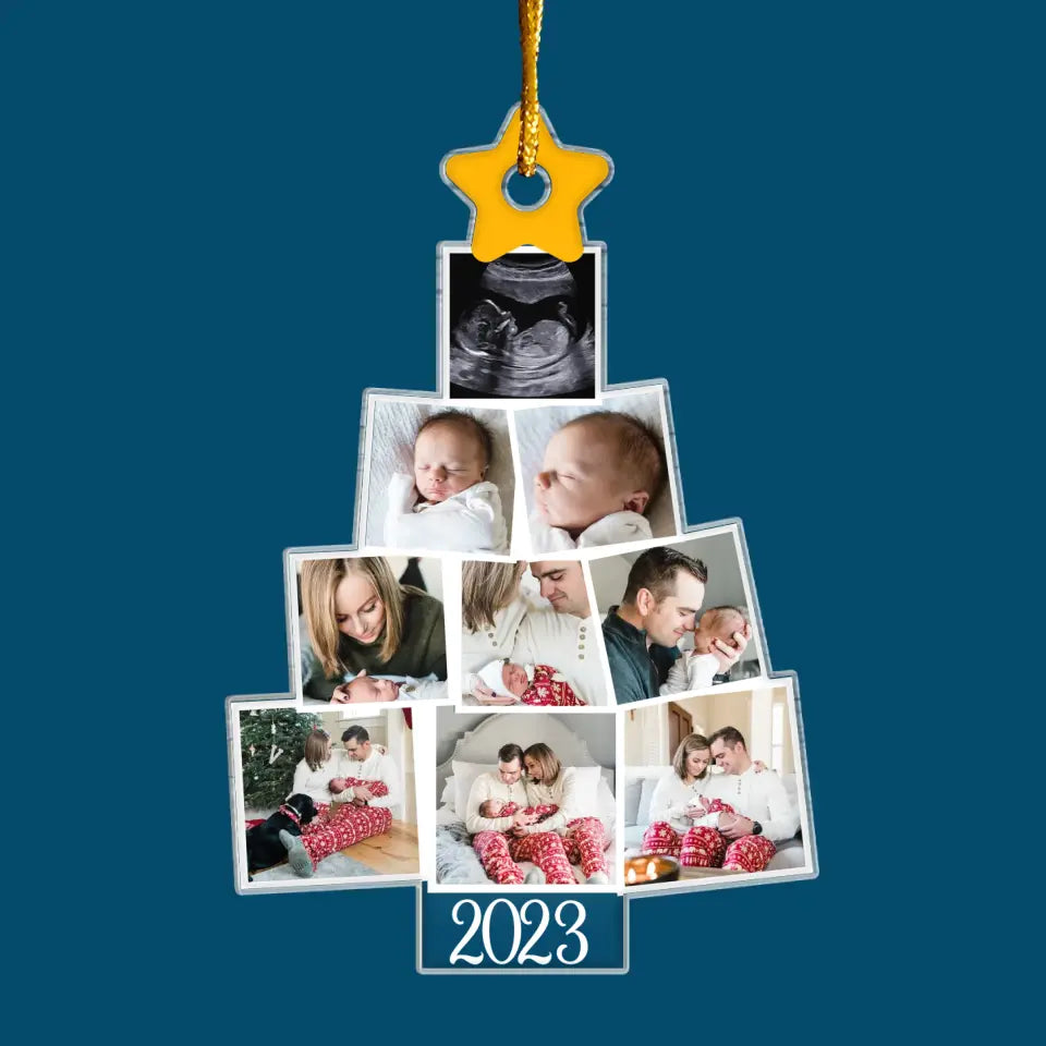 Baby's First Christmas 2023 - Personalized Custom Photo Mica Ornament