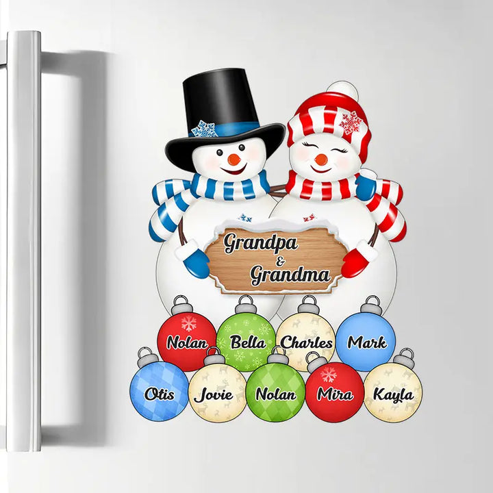 Couple Snowman Grandma And Grandpa - Personalized Custom Decal - Christmas Gift For Grandma, Grandpa, Family Members