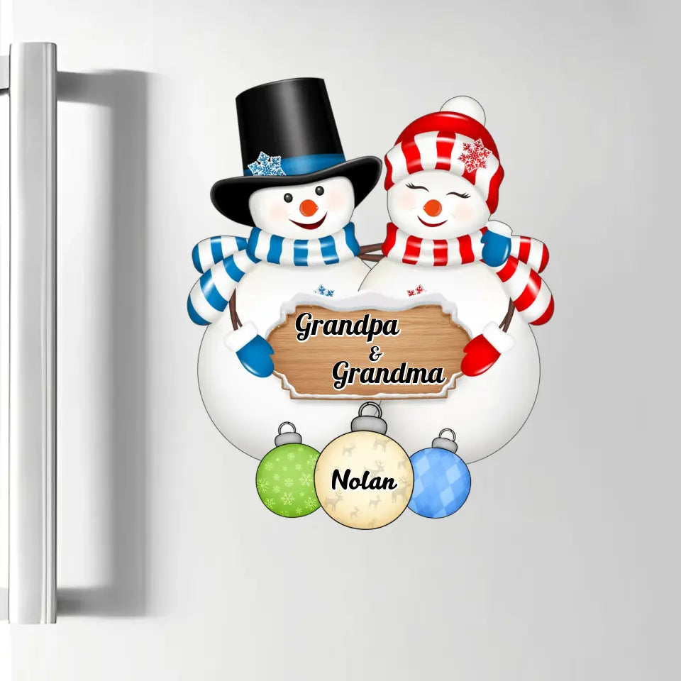 Couple Snowman Grandma And Grandpa - Personalized Custom Decal - Christmas Gift For Grandma, Grandpa, Family Members