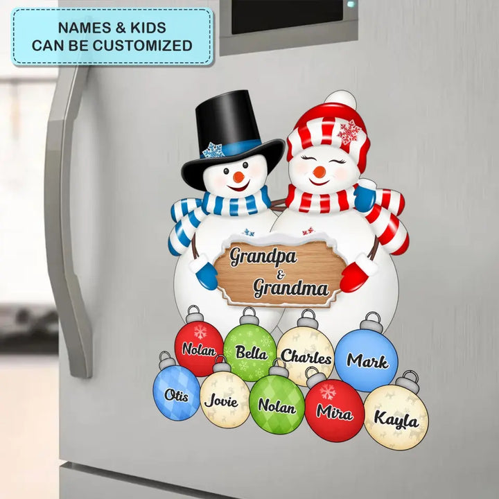 Couple Snowman Grandma And Grandpa - Personalized Custom Decal - Christmas Gift For Grandma, Grandpa, Family Members