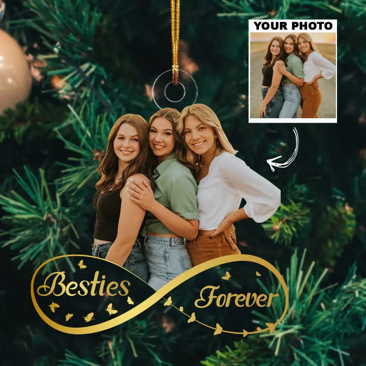 Besties Forever - Personalized Custom Photo Mica Ornament - Christmas Gift For Friends, Besties AGCVP001