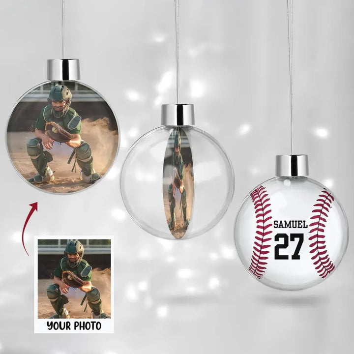 Baseball Ball Ornament -  Personalized Custom Photo Ball Ornament