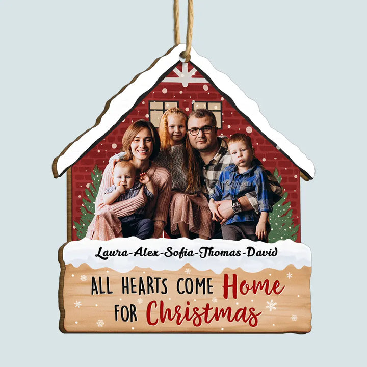 All Hearts Come Home For Christmas - Personalized Custom Wooden Ornament - AGCHD068
