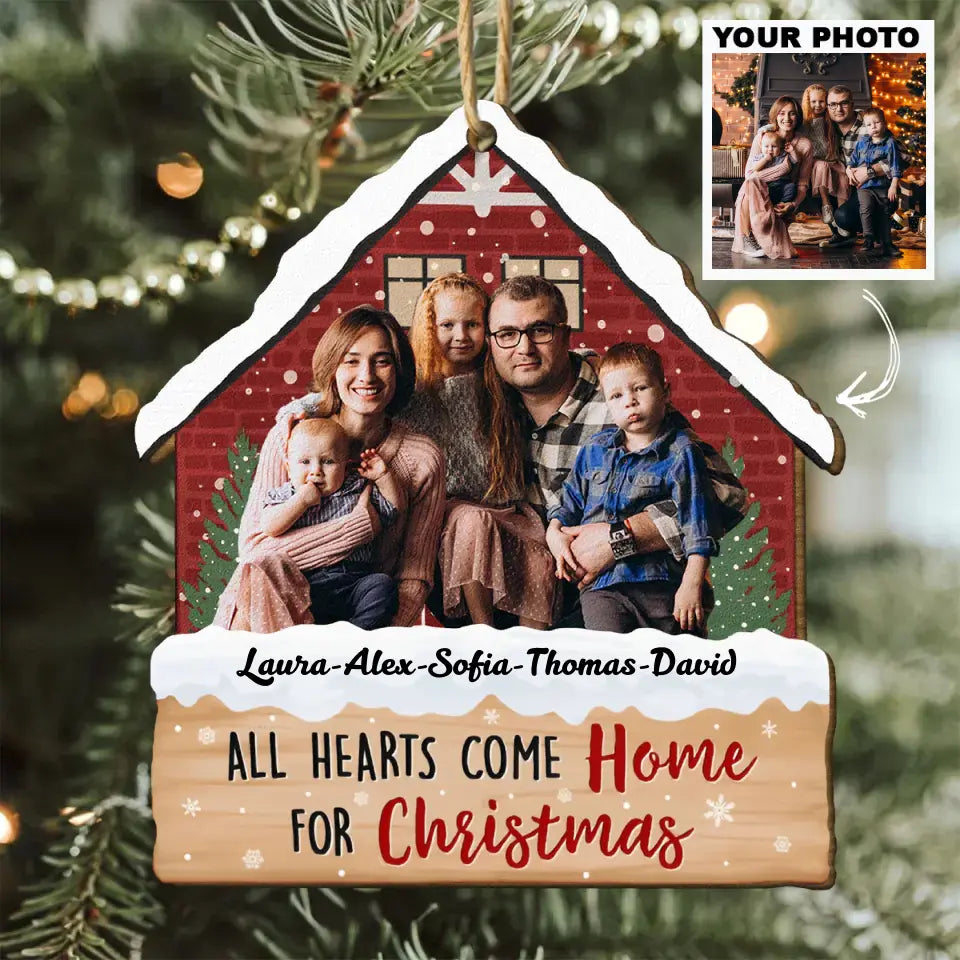 All Hearts Come Home For Christmas - Personalized Custom Wooden Ornament - Christmas Gift For Family, Family Members