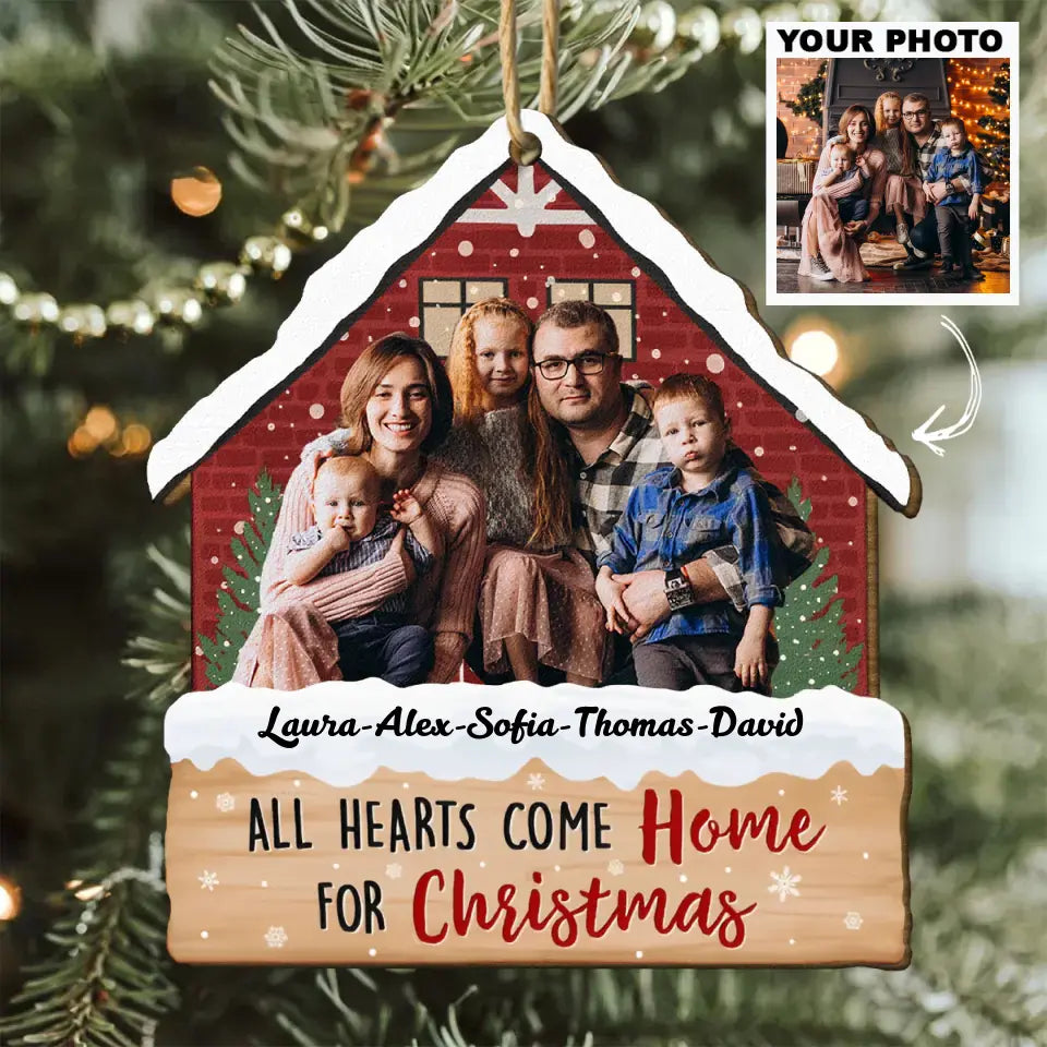 All Hearts Come Home For Christmas - Personalized Custom Wooden Ornament - AGCHD068