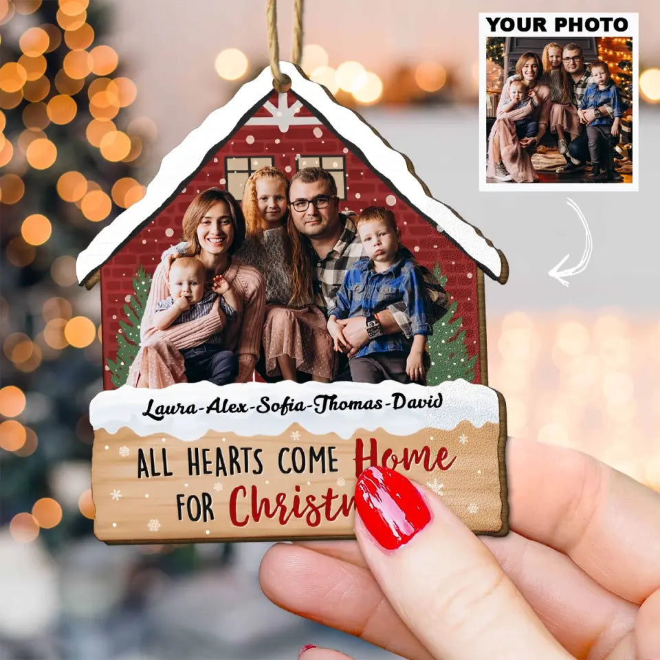 All Hearts Come Home For Christmas - Personalized Custom Wooden Ornament - AGCHD068