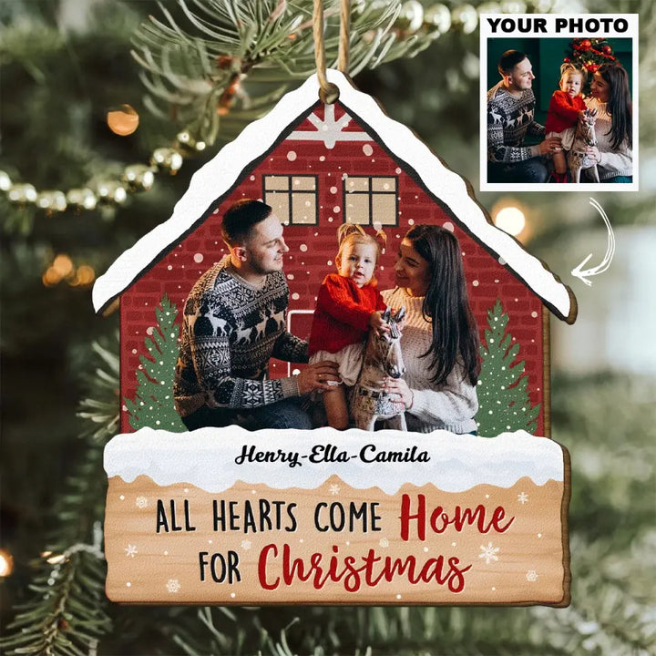All Hearts Come Home For Christmas - Personalized Custom Wooden Ornament - AGCHD068