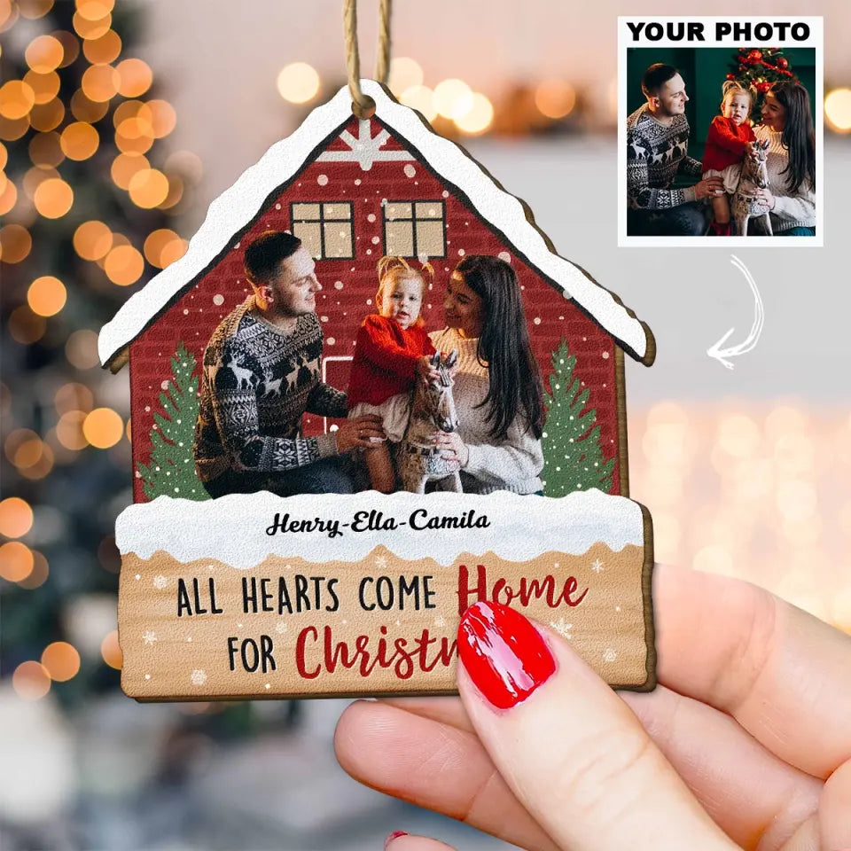 All Hearts Come Home For Christmas - Personalized Custom Wooden Ornament - AGCHD068