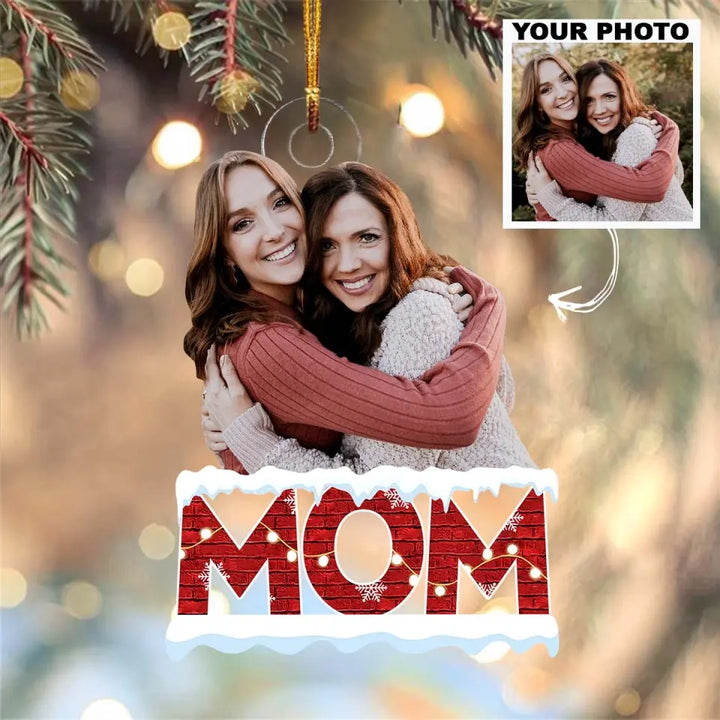 Christmas Theme Mom - Personalized Custom Photo Mica Ornament - Christmas Gift For Family, Family Members AGCAD006