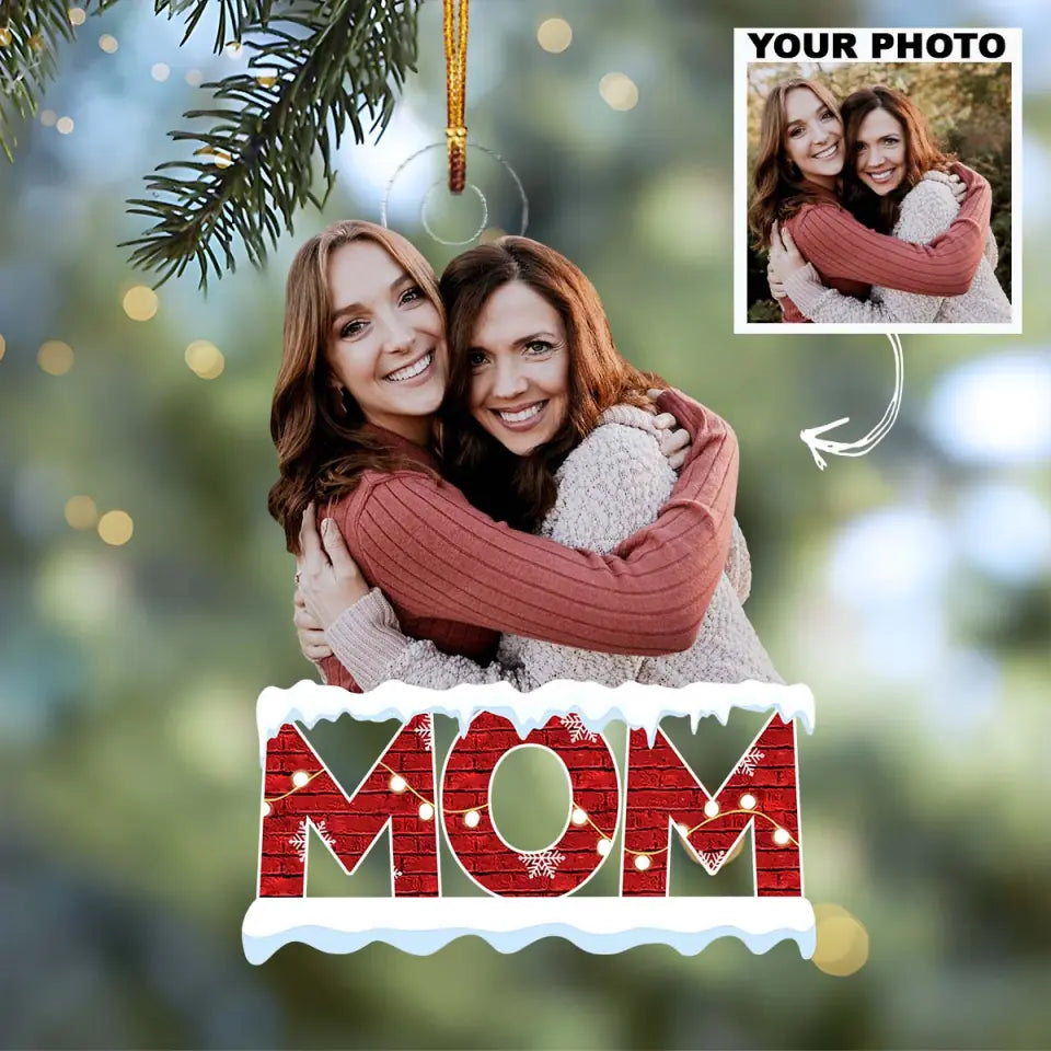 Christmas Theme Mom - Personalized Custom Photo Mica Ornament - Christmas Gift For Family, Family Members AGCAD006