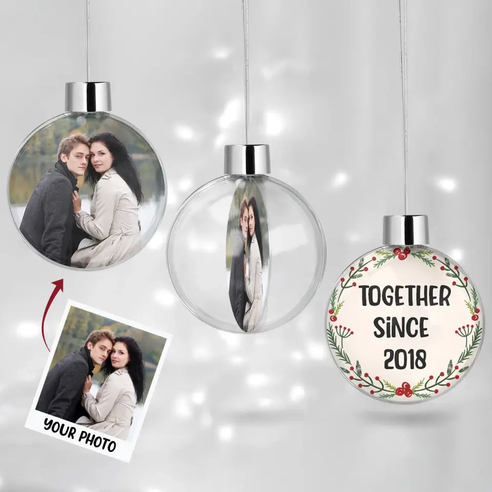 Together Since Ornament - Personalized Custom Photo Ball Ornament