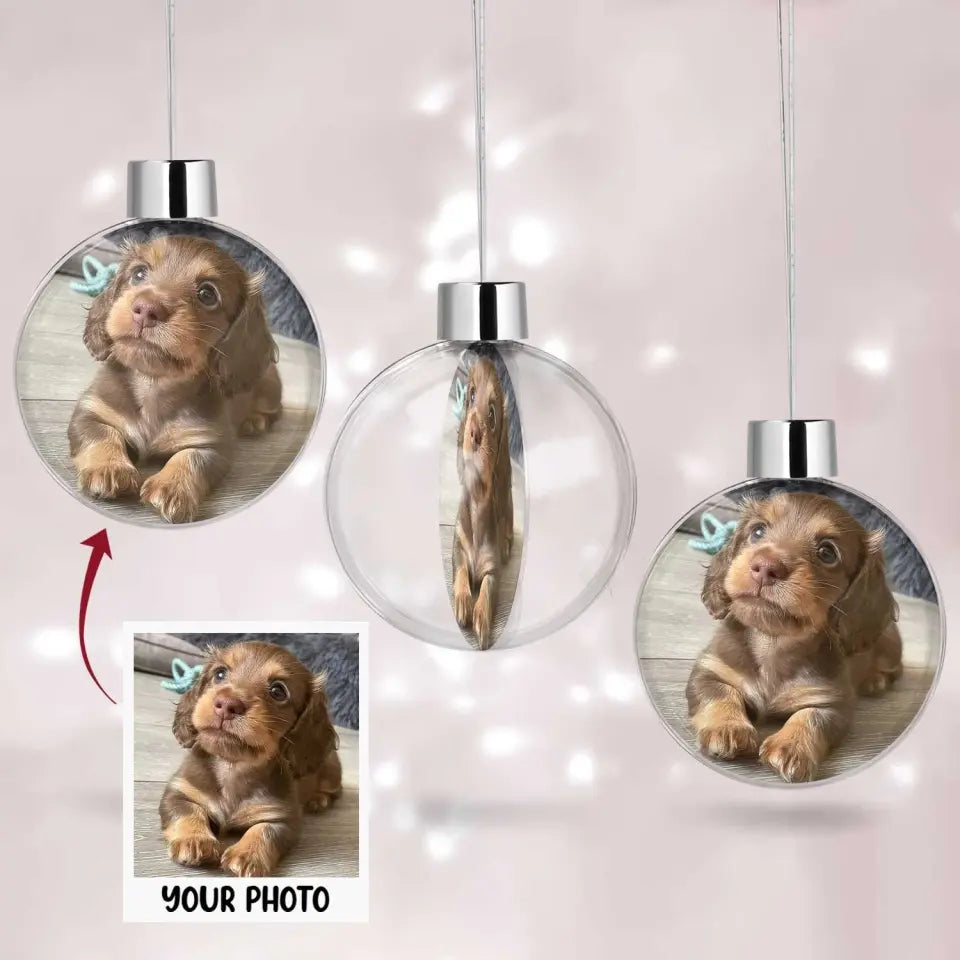 Cute Dog Christmas Ornaments - Personalized Custom Photo Ball Ornament