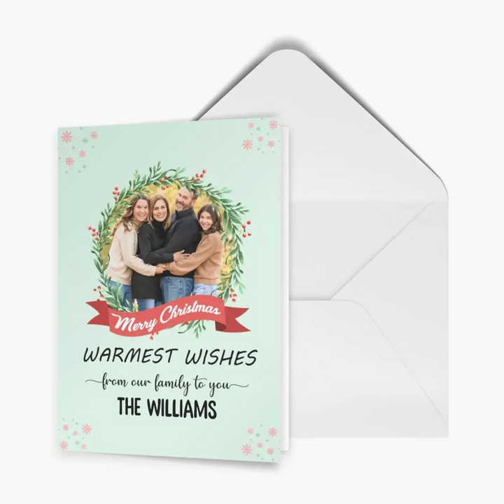 Warmest Wishes From Your Family - Personalized Custom Christmas Card - Christmas Gift For Family, Family Members