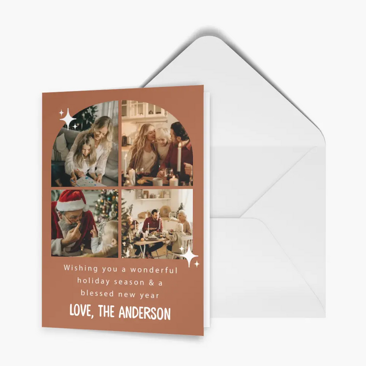 Wish You A Wonderful Holiday - Personalized Custom Christmas Card - Christmas Gift For Family, Family Members
