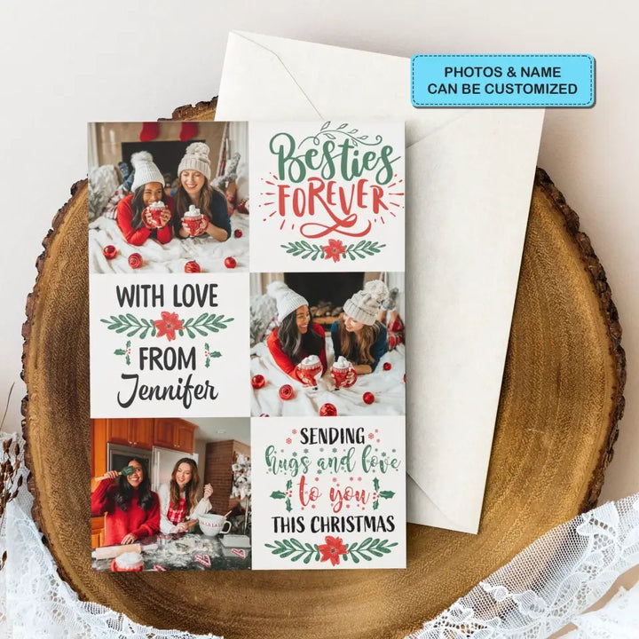Besties Forver - Personalized Custom Christmas Card - Christmas Gift For Friends, Besties