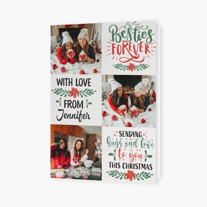 Besties Forver - Personalized Custom Christmas Card - Christmas Gift For Friends, Besties