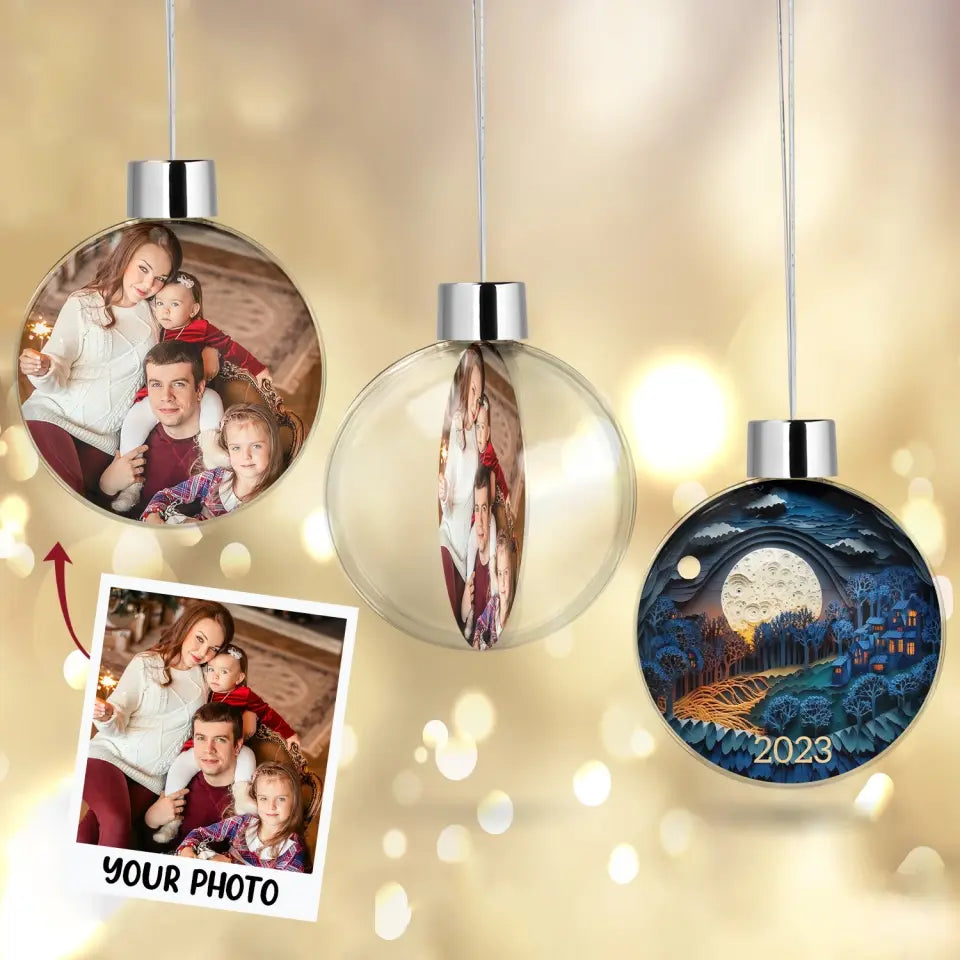 Chrismas Night 2023 - Personalized Custom Photo Ball Ornament - Christmas Gift For Family, Family Members