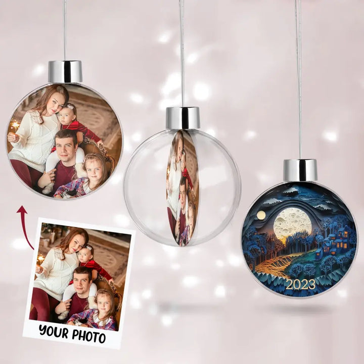 Chrismas Night 2023 - Personalized Custom Photo Ball Ornament - Christmas Gift For Family, Family Members