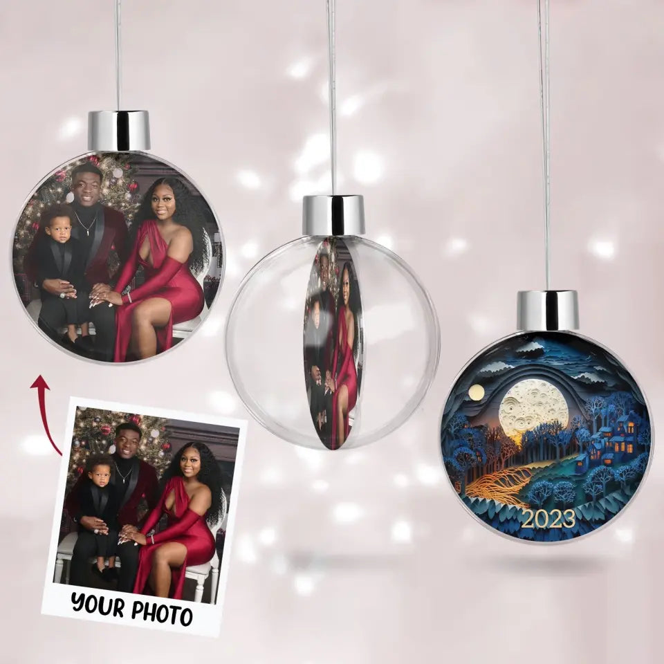 Chrismas Night 2023 - Personalized Custom Photo Ball Ornament - Christmas Gift For Family, Family Members