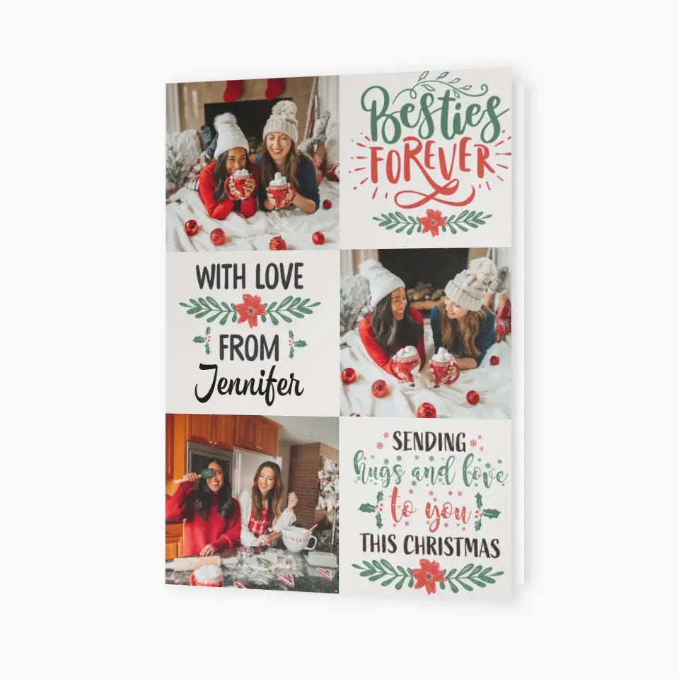 Besties Forver - Personalized Custom Christmas Card - Christmas Gift For Friends, Besties
