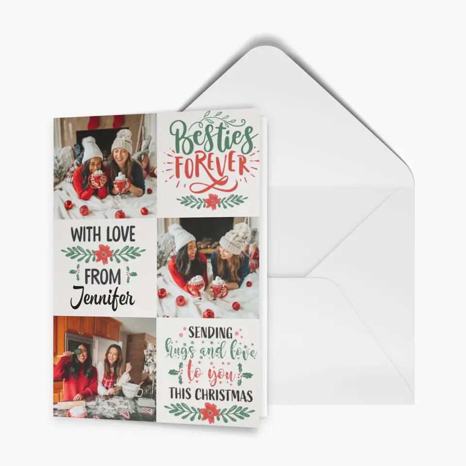 Besties Forver - Personalized Custom Christmas Card - Christmas Gift For Friends, Besties