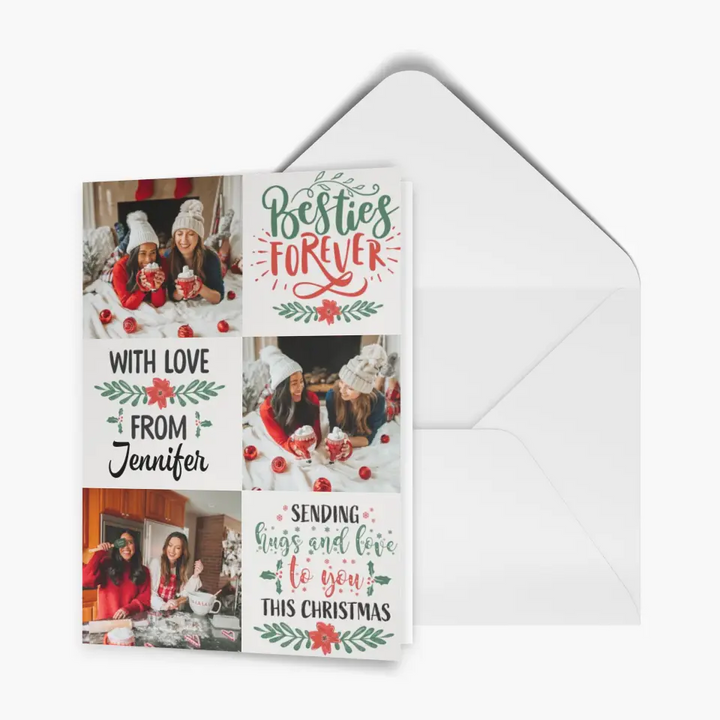 Besties Forver - Personalized Custom Christmas Card - Christmas Gift For Friends, Besties