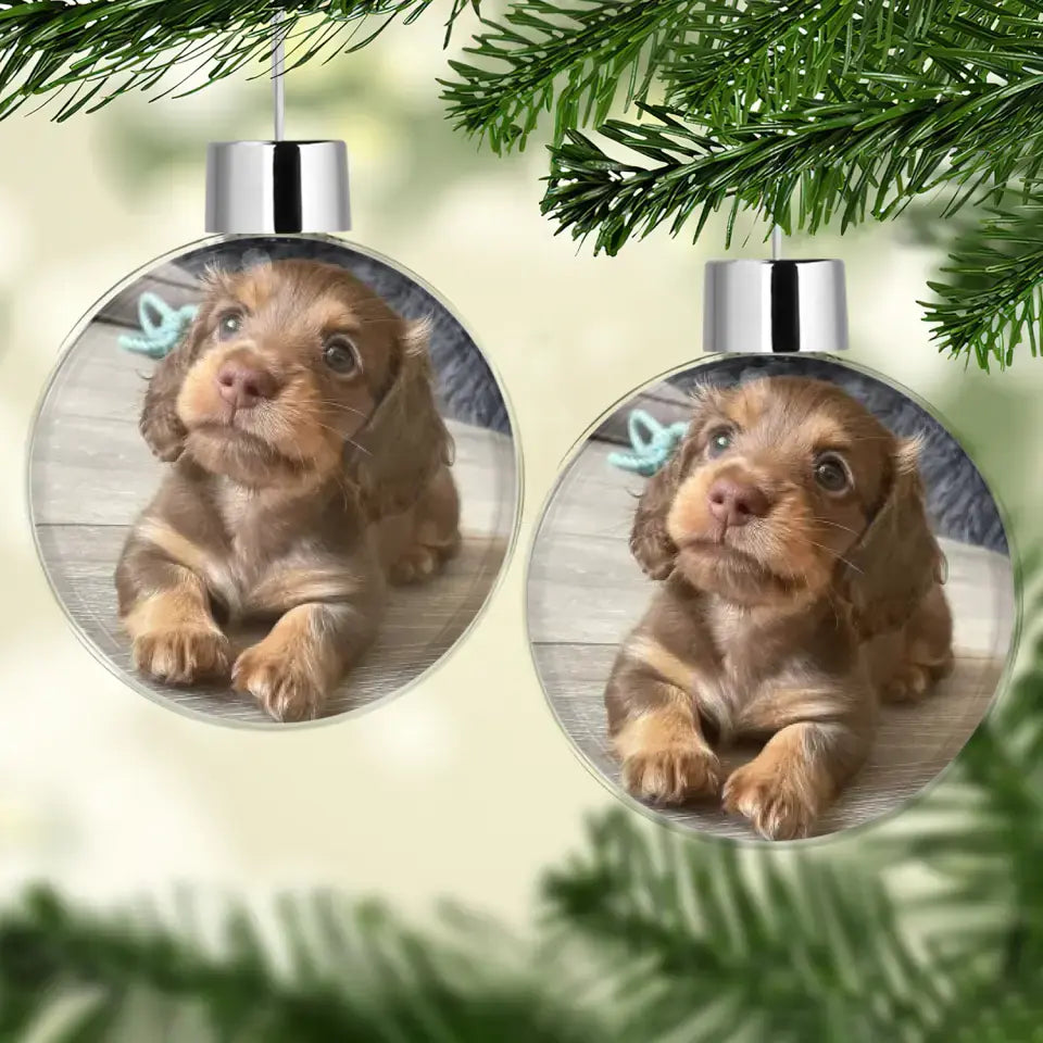 Cute Dog Christmas Ornaments - Personalized Custom Photo Ball Ornament