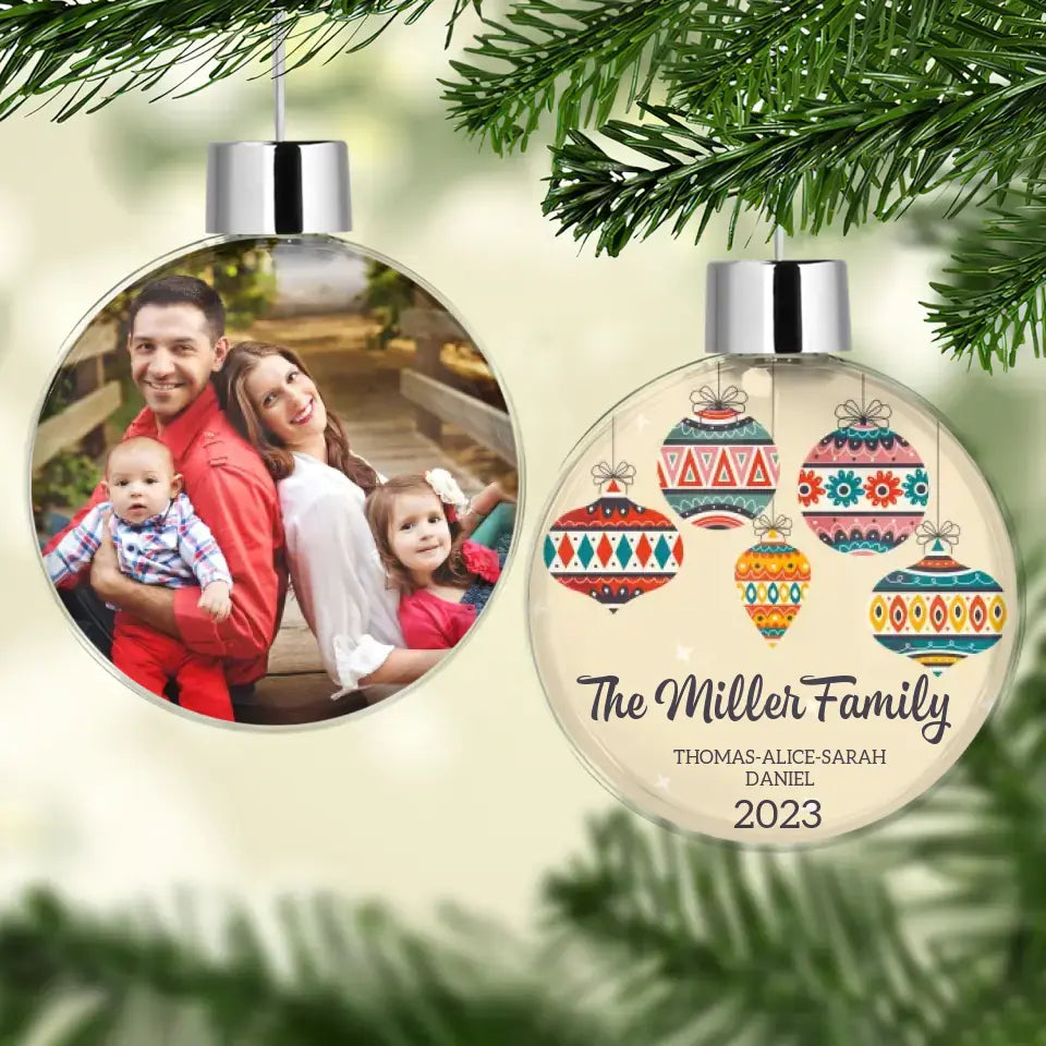 Our Family - Personalized Custom Photo Ball Ornament - Christmas Gift For Family, Family Members